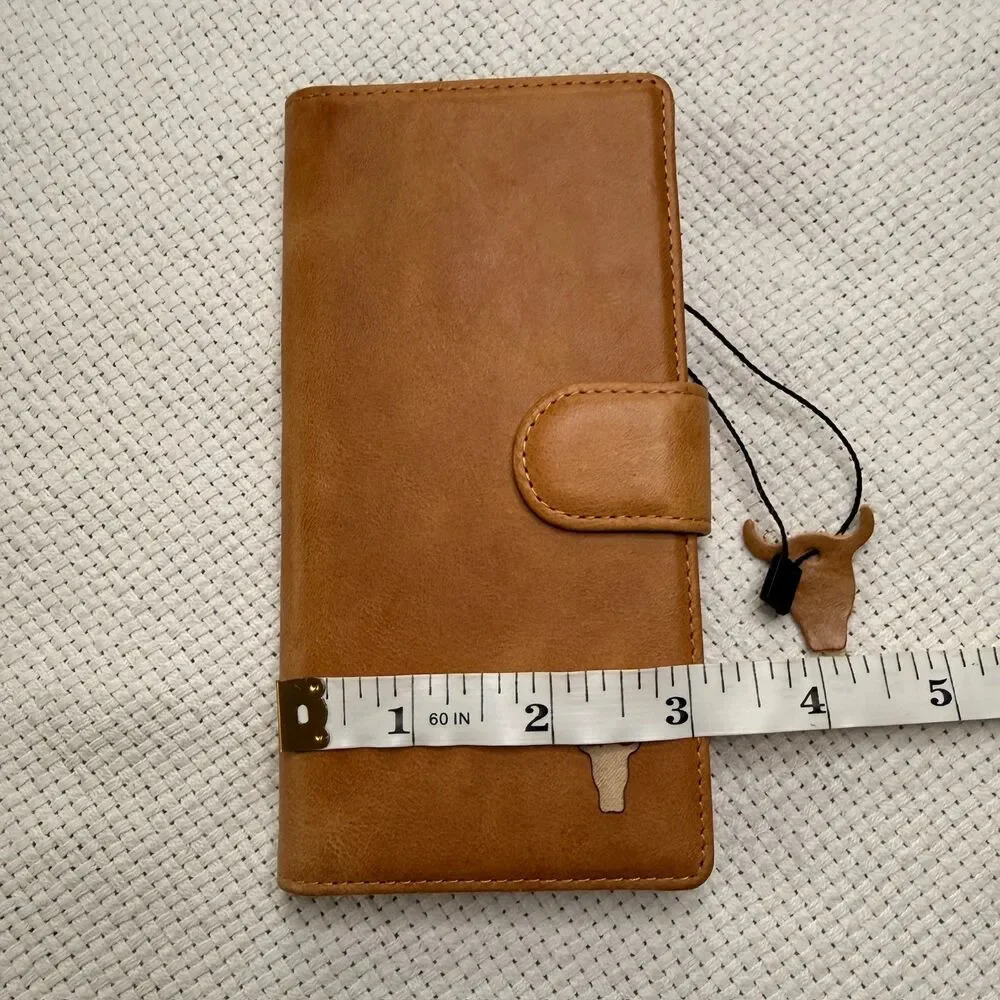 TORRO Tan Leather Wallet Phone Case with Card Slots and Magnetic Closure